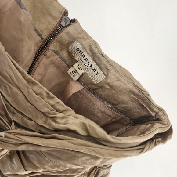 Burberry Gold Strapless Dress Size 4 Back Zip Solid Wrap Front - Picture 8 of 10